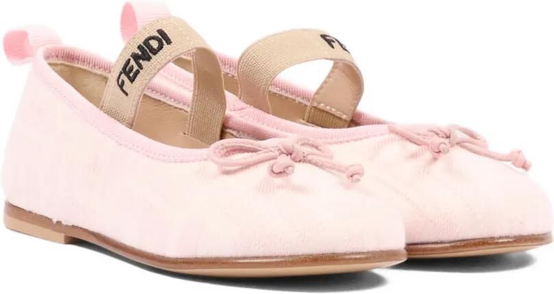 Fendi Kids Ballerina's met strikdetail Roze