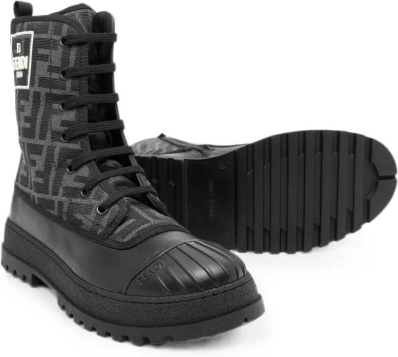 Fendi Kids Enkellaarzen met zucca monogram Zwart - Foto 2