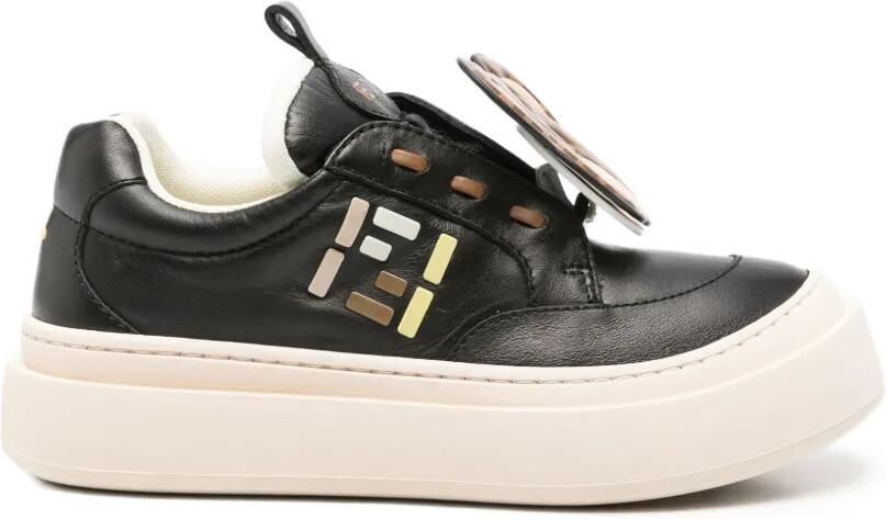 Fendi Kids Fendi Bear sneakers met patch Zwart
