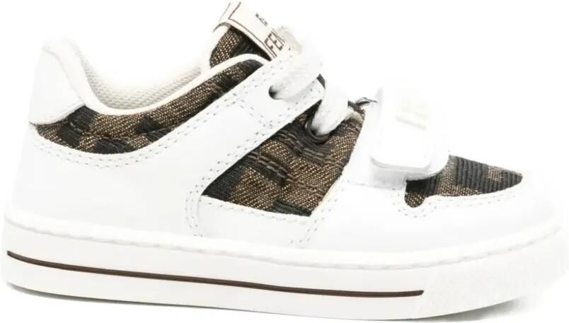 Fendi Kids Sneakers met klittenband en FF-logo Wit