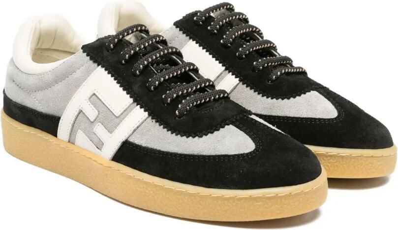 Fendi Kids FF suède sneakers Zwart
