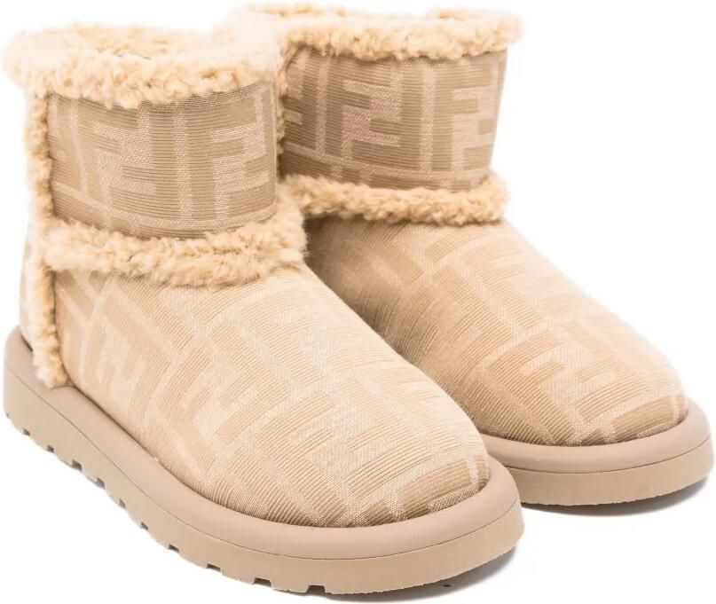 Fendi Kids Laarzen met FF-patroon Beige