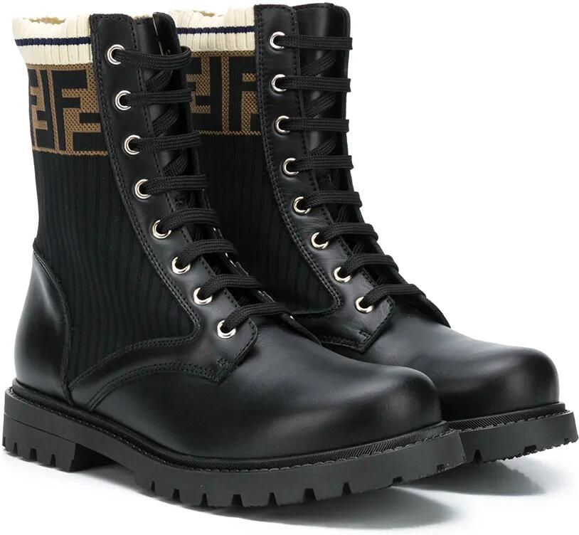 Fendi Kids Laarzen met FF patroon Zwart