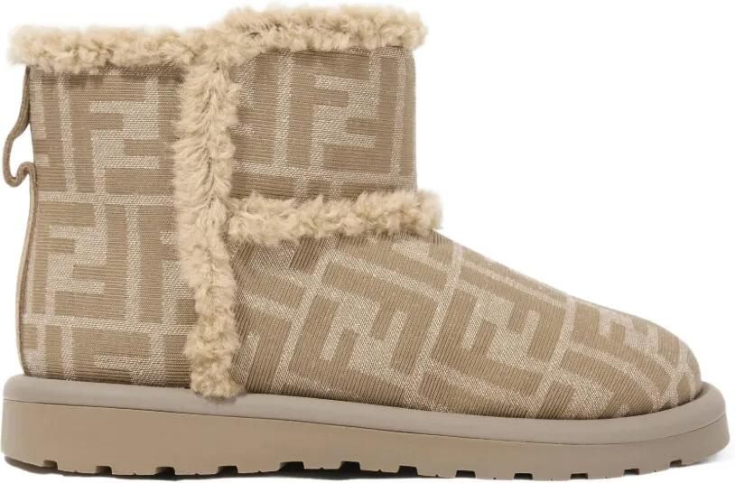 Fendi Kids Laarzen met lammy afwerking en FF-logo Beige - Foto 4