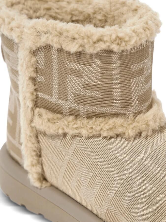 Fendi Kids Laarzen met lammy afwerking en FF-logo Beige - Foto 3