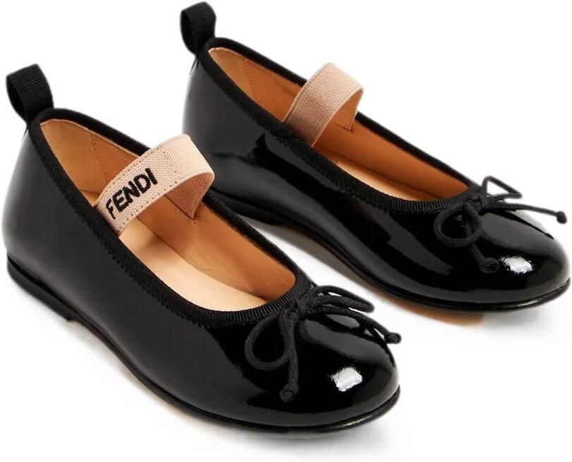 Fendi Kids Lakleren ballerina's met strik-detail Zwart
