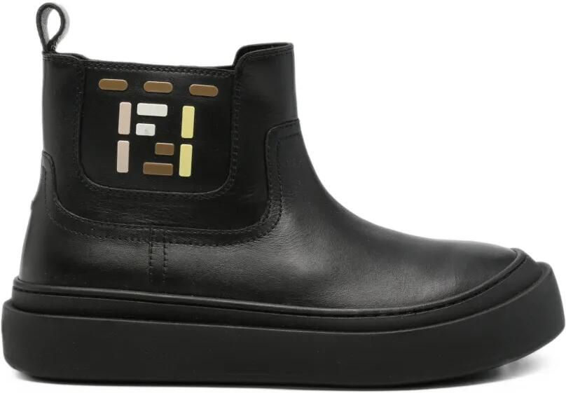 Fendi Kids leather boots Zwart