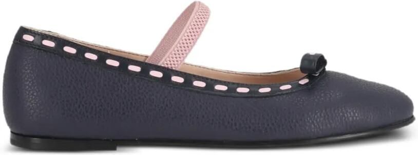 Fendi Kids Leren ballerina's met strik-detail Blauw