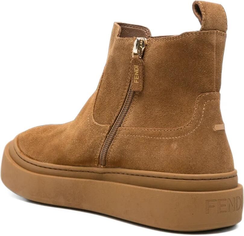 Fendi Kids logo-patch suede boots Bruin - Foto 2