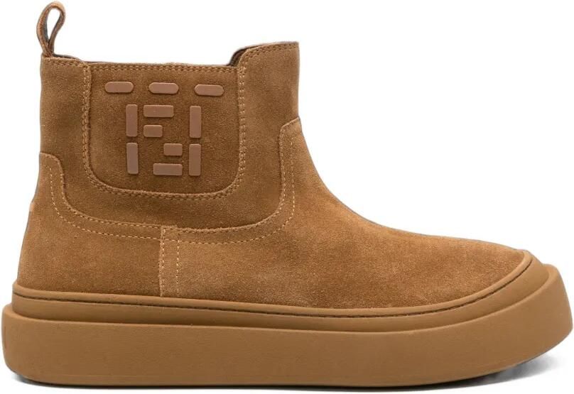 Fendi Kids Laarzen met rits aan de zijkant Bruin