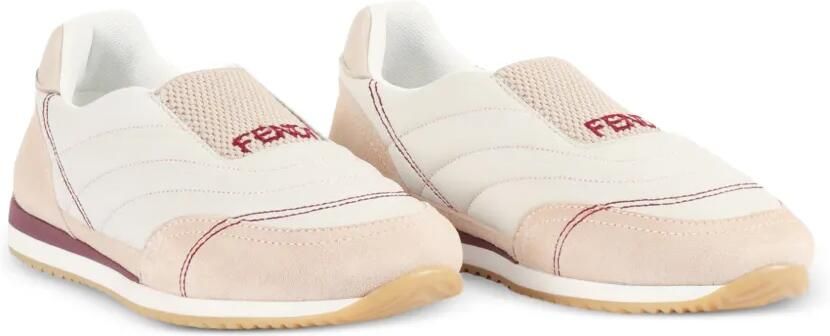 Fendi Kids Sneakers met geborduurd logo Beige
