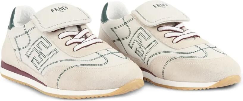 Fendi Kids Sneakers met geborduurd logo Beige