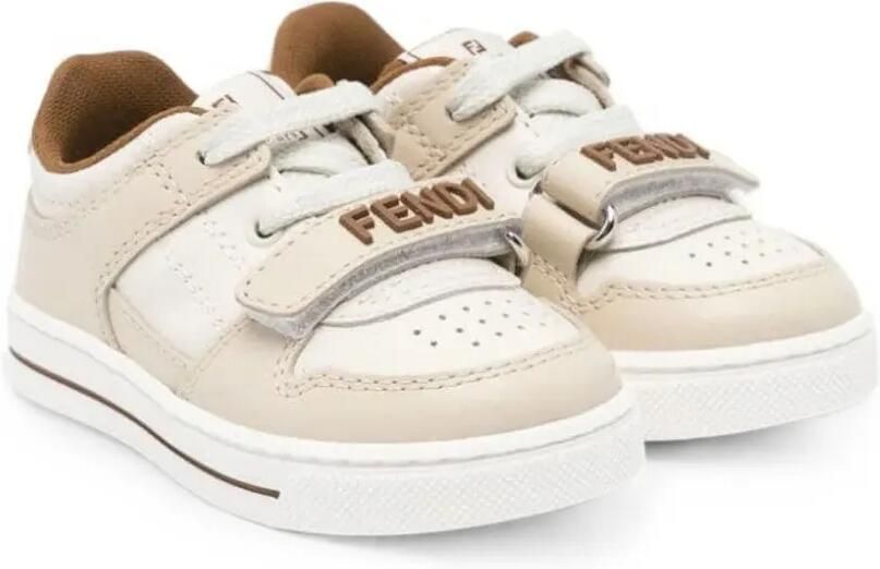 Fendi Kids Sneakers met klittenband Beige