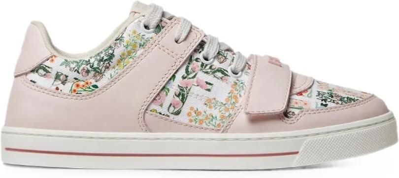 Fendi Kids Sneakers met klittenband en bloe -jacquard Roze