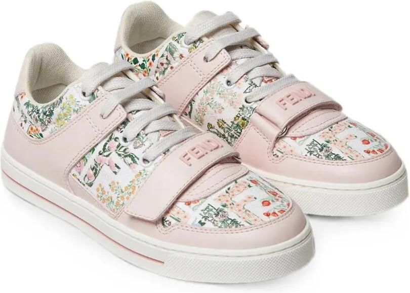 Fendi Kids Sneakers met klittenband en bloe -jacquard Roze - Foto 2