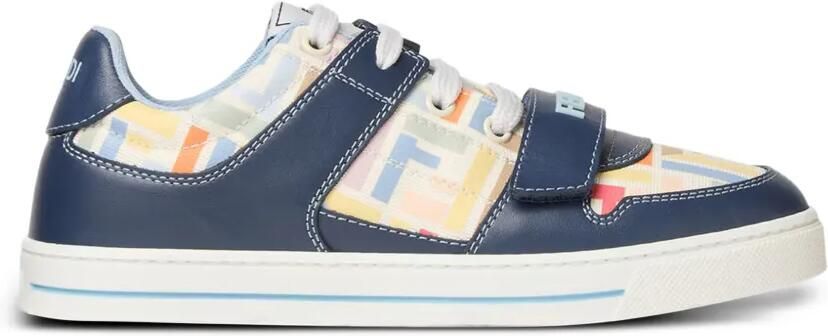 Fendi Kids Sneakers met klittenband en FF-logo Blauw