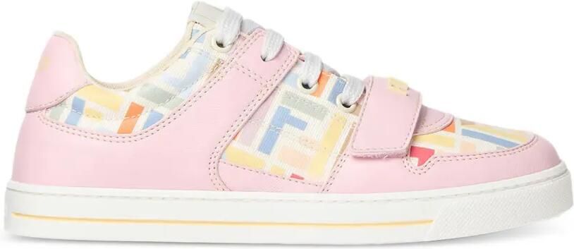 Fendi Kids Sneakers met klittenband en FF-logo Roze