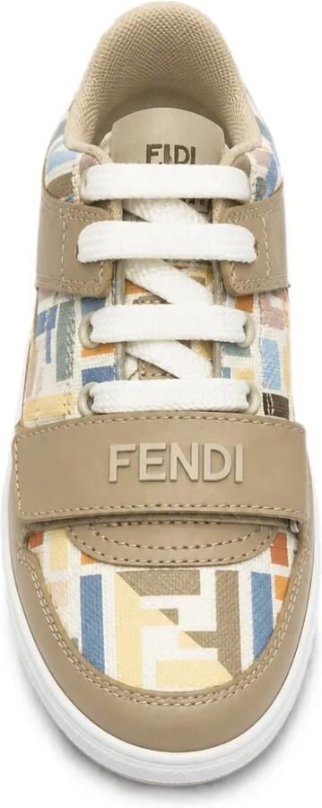 Fendi Kids Sneakers met klittenband en FF-print Beige - Foto 2