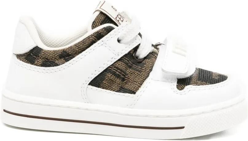 Fendi Kids Sneakers met klittenband en logodetail Wit