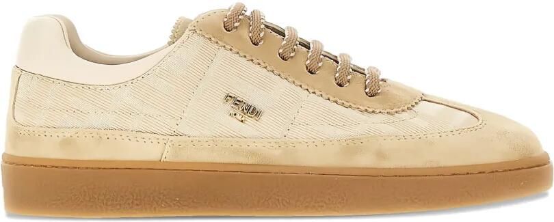 Fendi Kids Sneakers met logoplakkaat Beige