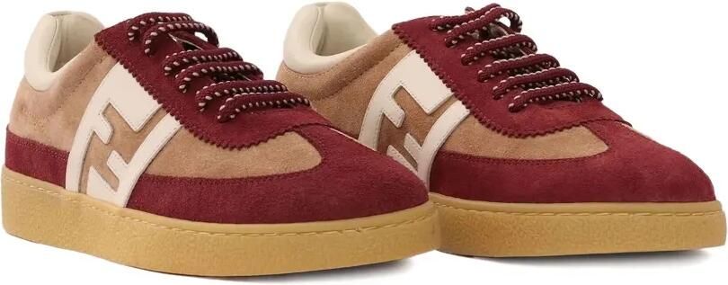 Fendi Kids Suède sneakers met logodetail Rood