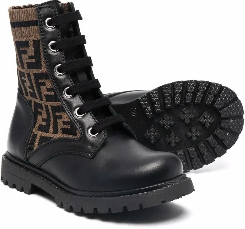 Fendi Kids Veterlaarzen met FF print Zwart