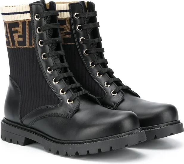 Fendi Kids Veterlaarzen met FF print Zwart