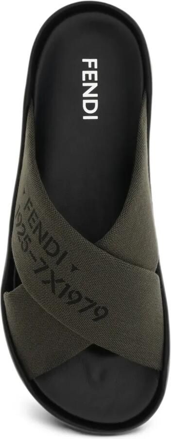 FENDI Leren en grijs-groene slippers - Foto 2