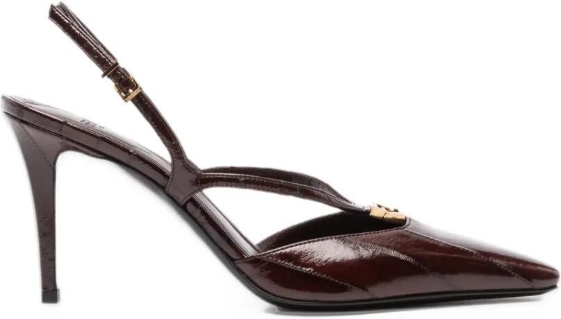 FENDI Leren slingback pumps met hoge hak Bruin