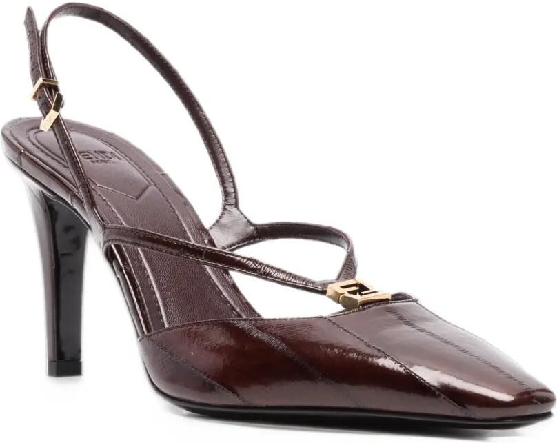 FENDI Leren slingback pumps met hoge hak Bruin - Foto 2