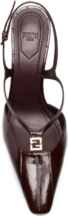 FENDI Leren slingback pumps met hoge hak Bruin - Foto 4