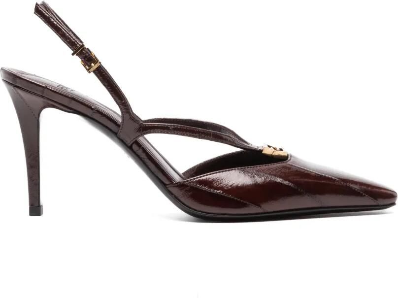FENDI Leren slingback pumps met hoge hak Bruin