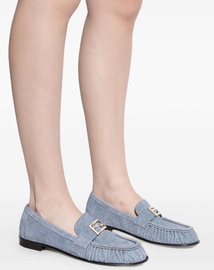 FENDI Loafers met ruches en logo Blauw - Foto 2
