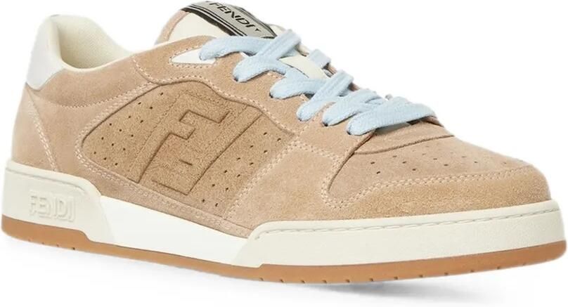 FENDI Match low-top sneakers van suède Beige - Foto 4
