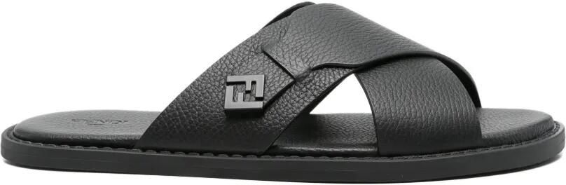 FENDI Sandalen met gekruiste bandjes en FF-logo Zwart