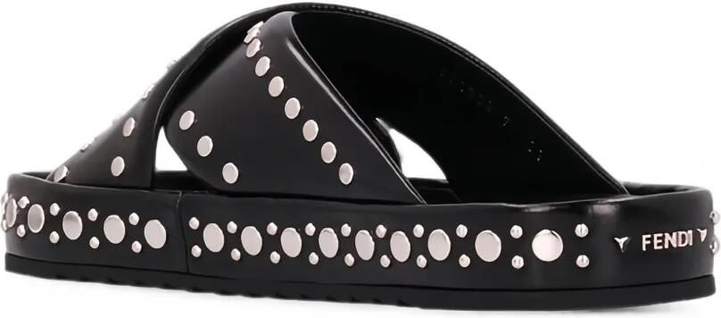FENDI Sandalen verfraaid met studs en gekruiste bandjes Zwart - Foto 4