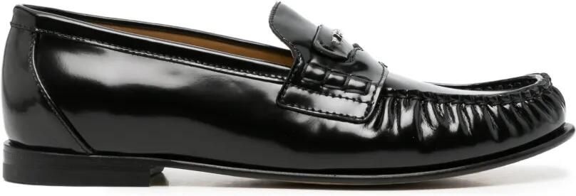 FENDI Scrunch gesmockte loafers met logoplakkaat Zwart