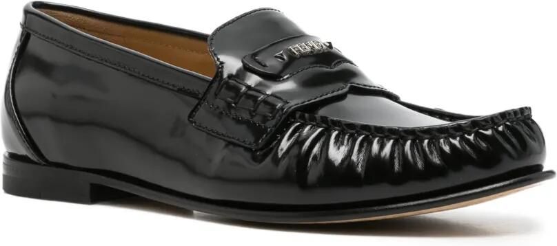 FENDI Scrunch gesmockte loafers met logoplakkaat Zwart - Foto 3