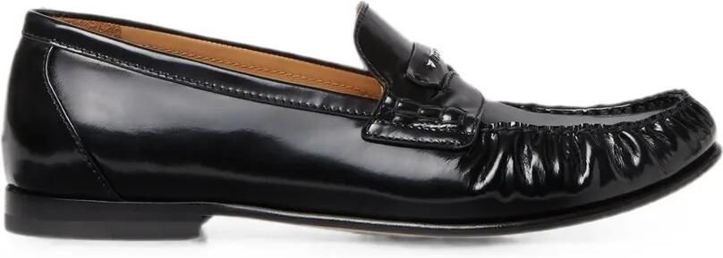 FENDI Scrunch leren loafers met ruches Zwart
