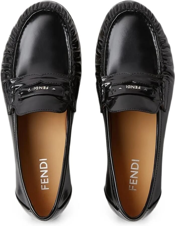FENDI Scrunch leren loafers met ruches Zwart - Foto 2