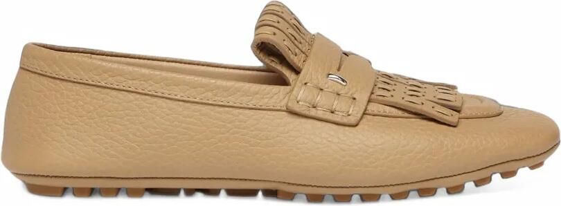 FENDI Selleria fringed leather loafers Beige