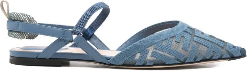 FENDI Slingback pumps met FF-patroon Blauw
