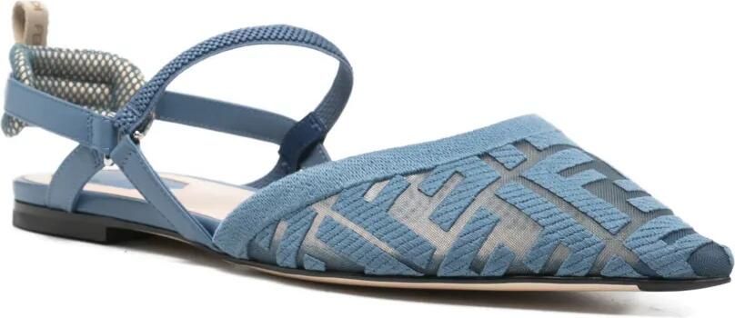 FENDI Slingback pumps met FF-patroon Blauw - Foto 2