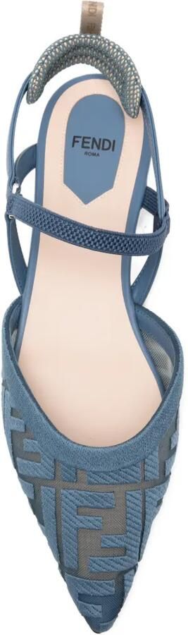 FENDI Slingback pumps met FF-patroon Blauw - Foto 4
