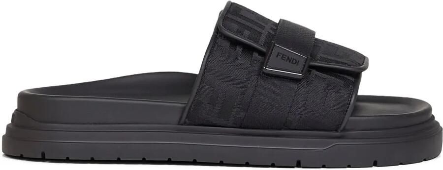 FENDI Slippers met jacquard bandje Zwart