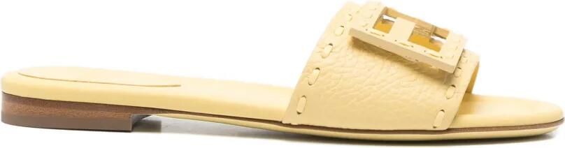 FENDI Slippers met logodetail Geel