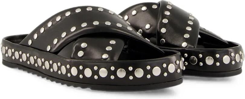 FENDI Slippers verfraaid met studs en gekruiste bandjes Zwart - Foto 4