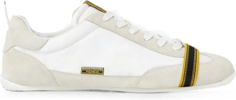 FENDI Suède en witte leren low-top sneakers