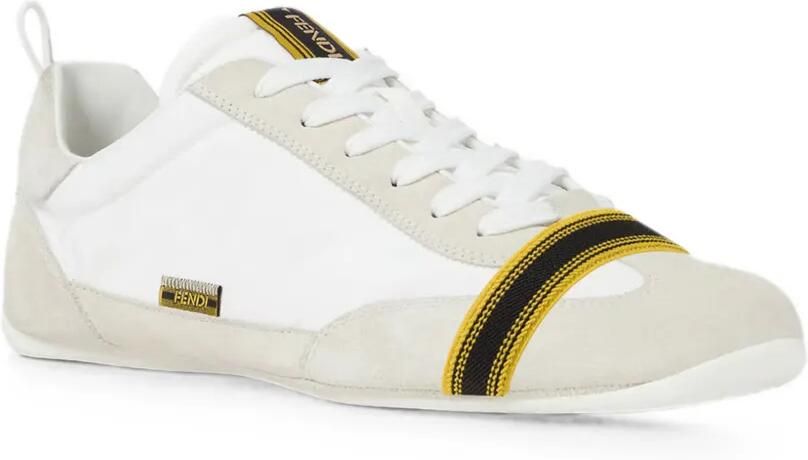 FENDI Suède en witte leren low-top sneakers - Foto 4