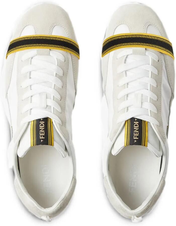 FENDI Suède en witte leren low-top sneakers - Foto 3